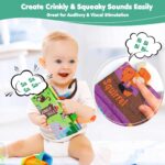 Multicolor beiens baby crinkle cloth book with various animal tails and textures, ideal for infant sensory play.