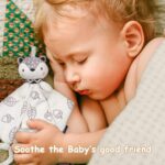 Fvntuey Baby Boy Gift Basket featuring a blanket, fox security lovey, moon wooden rattle, funny bib, socks, and a greeting ca