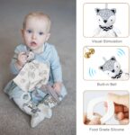 Fvntuey Baby Boy Gift Basket featuring a blanket, fox security lovey, moon wooden rattle, funny bib, socks, and a greeting ca