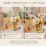 Extra-large GFInYHM gift bag with woodland animals: bear, fox, deer, hedgehog, with tissue paper and greeting card.