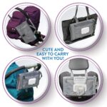 Kopi Baby portable diaper changing pad in classic grey, folded with strap, showing wipes pocket and storage.