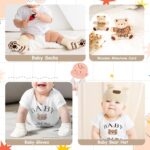 A WITOROR 13-piece baby shower gift set for new parents, featuring bear-themed baby clothes and parent cups.